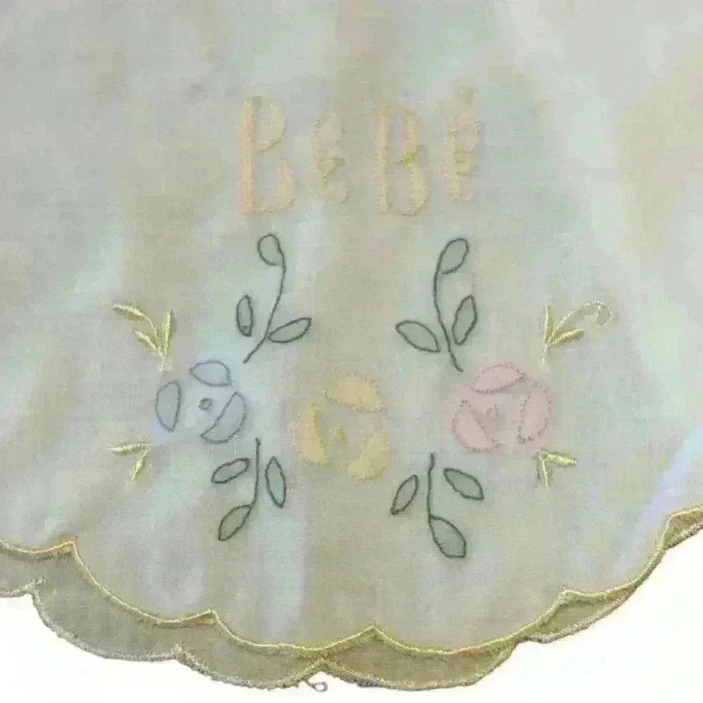 Set of 2 Vintage Bebé (Baby in Spanish) decorative embroidered crib pillowcases